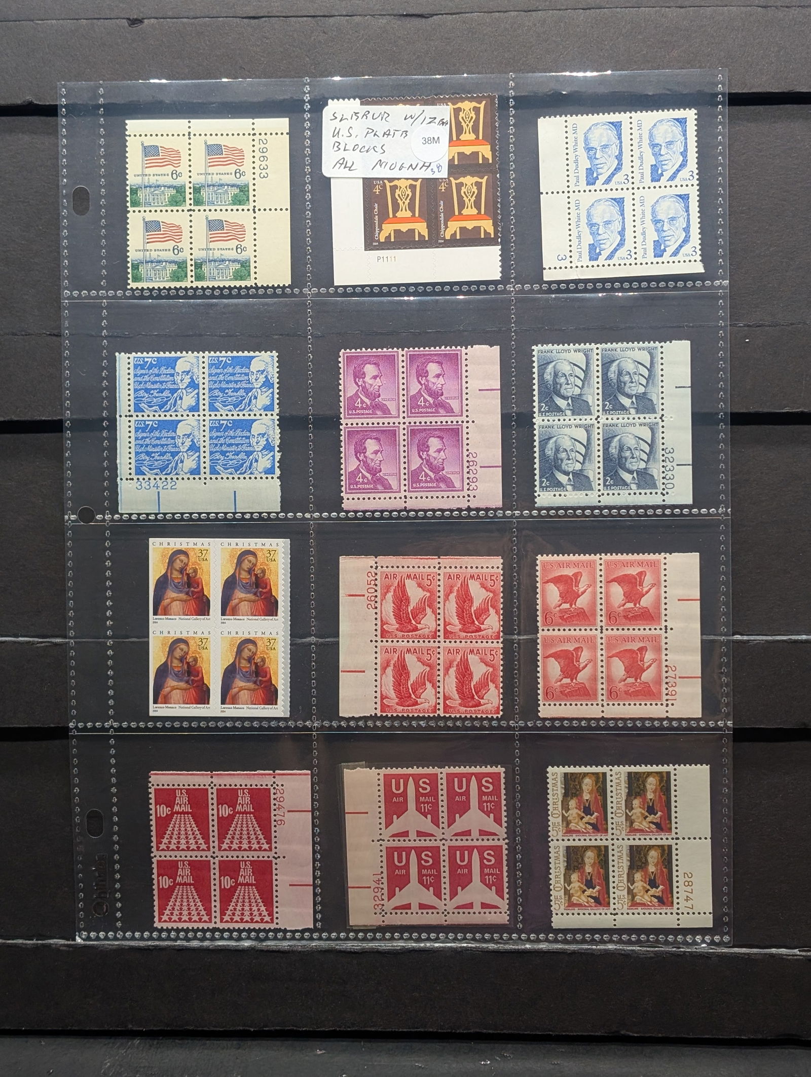 Sleeve Of 12 U.S. Plate Blocks Mint Original Gum Never Hinged (1 of 3)