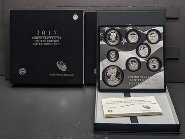2017-S US Mint Limited Edition Silver Proof Set. OGP/COA. 7-90% Silver Coins + 2017 Proof American