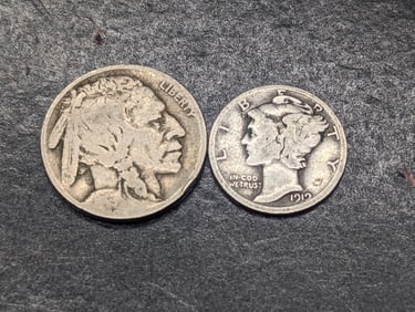1919-D Mercury Dime & 1919-D Buffalo Nickel