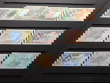 10 Foreign (Crisp/Unc) Notes, Great Art!