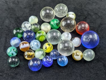 (10) White & (12) Misc Clear Marbles