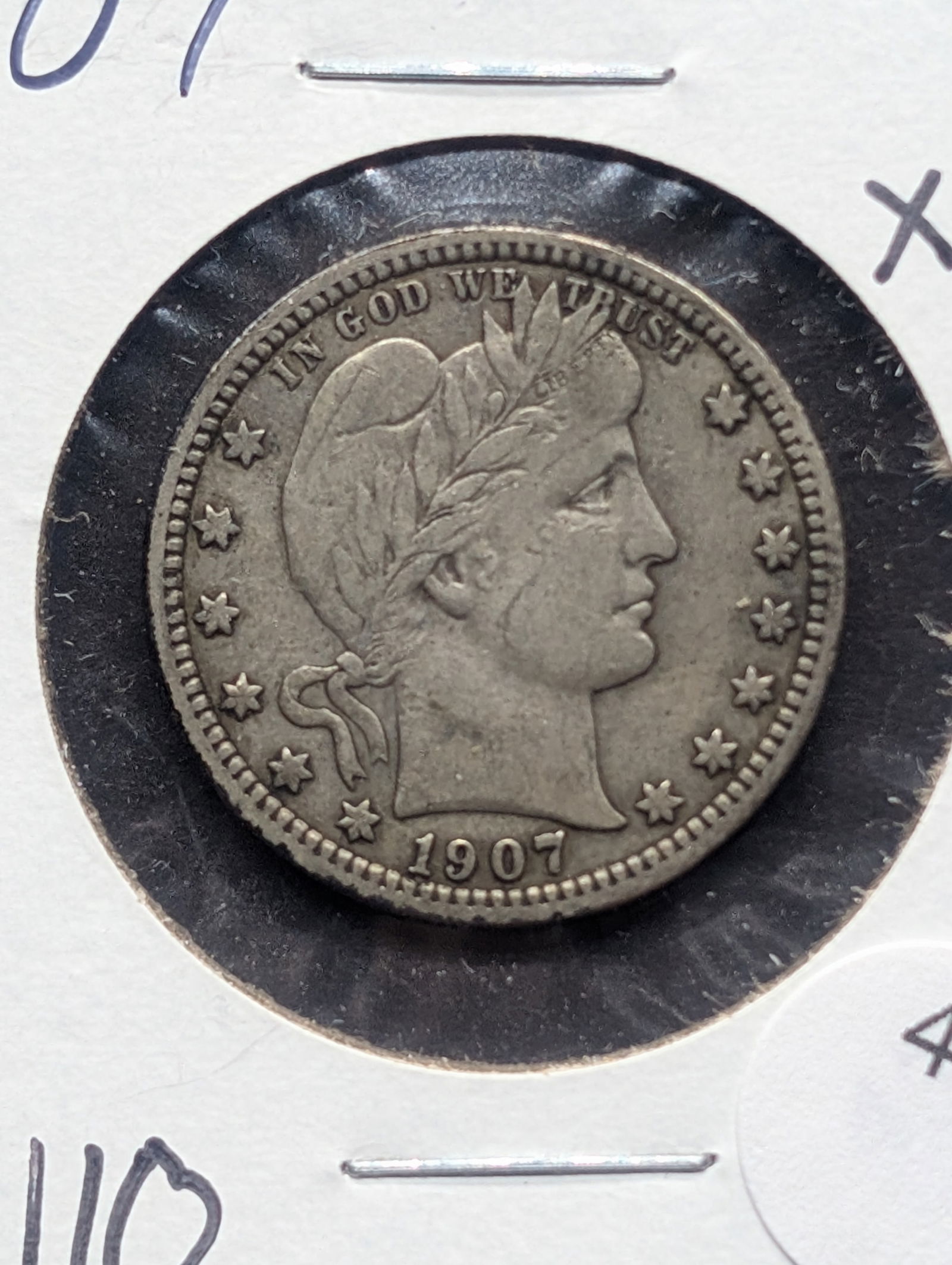 1907 Barber 25c. HIGH GRADE. 90% Silver. FULL LIBERTY. Tough Condition (1 of 3)