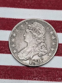1826 United States Capped Bust Half Dollar. Vintage Type Coin.