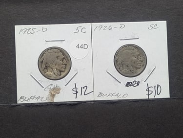 2- Semi Key Buffalo Nickels 1925-D, 1926-D