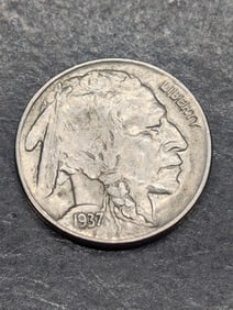 1937-AU, Bold Details, Full Horn and Tail, Buffalo Nickel, 88 Years Old