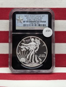 2013-W Special Proof Enhanced Finish Silver American Eagle Graded SP 70 Enhanced Finish By NGC