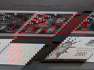 2001-S Silver Proof Set in OGP w/ COA 10 Coins