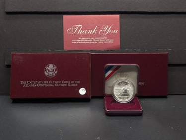 1995-D US Mint Olympic Track and Field UNC. 90% Silver Dollar. OGP