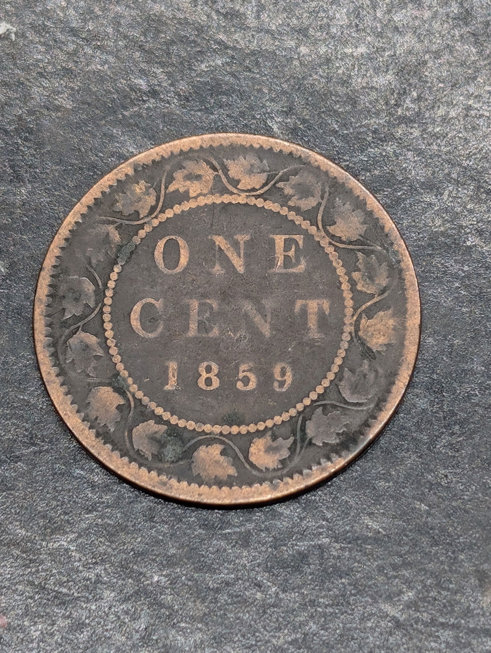 1859, 2nd Year,  Canada Large Cent, 166 Years Old (1 of 2)