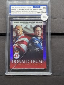 President Trump & Elon Musk-Make America Great, Sealed Card, Graded 10, Limited Run-Special Edition,