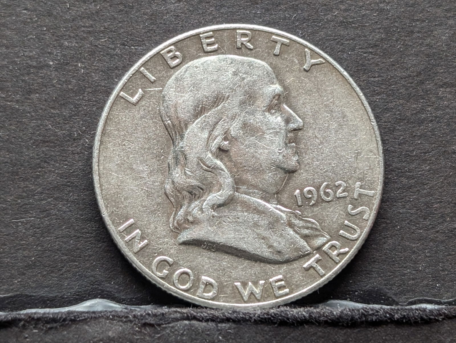 1962 D, AU-Full Bell Line, 90% Silver Franklin Half, 63 Years Old (1 of 2)