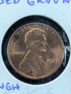 1987-P Lincoln Memorial Cent   Raised Ground Through In God We Trust: 1987-P Lincoln Memorial Cent Raised Ground Through In God We Trust