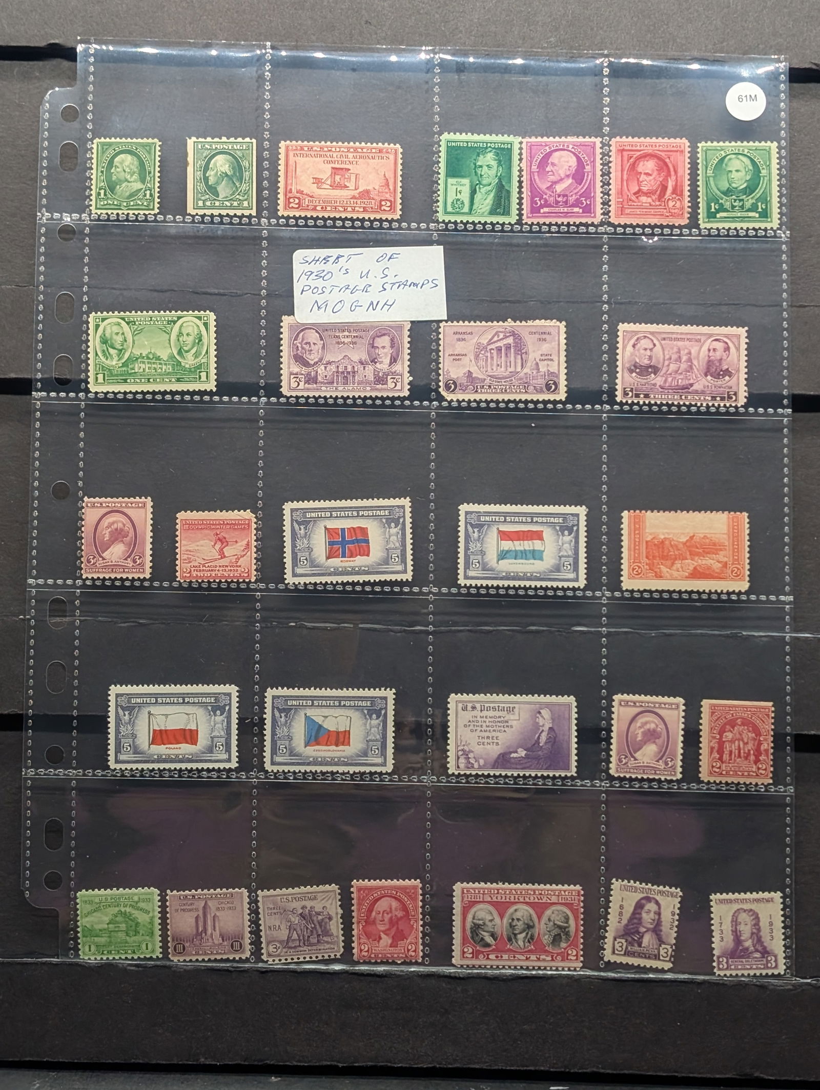 Sheet Of 1930's U.S. Postage Stamps. Mint Original Gum Never Hinged (1 of 7)