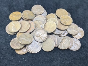 (50) Mixed Date Wheat Cents 30's to 50's