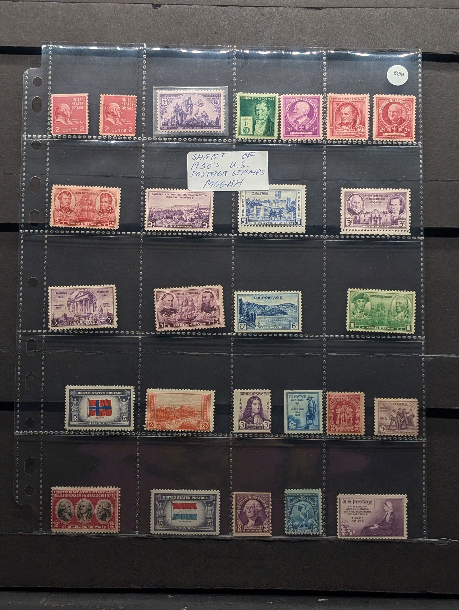 Sheet Of 1930's U.S. Postage Stamps. Mint Original Gum Never Hinged (1 of 7)