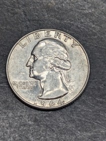 1964 D, UNC, 90% Silver Washington Quarter, 61 Years Old