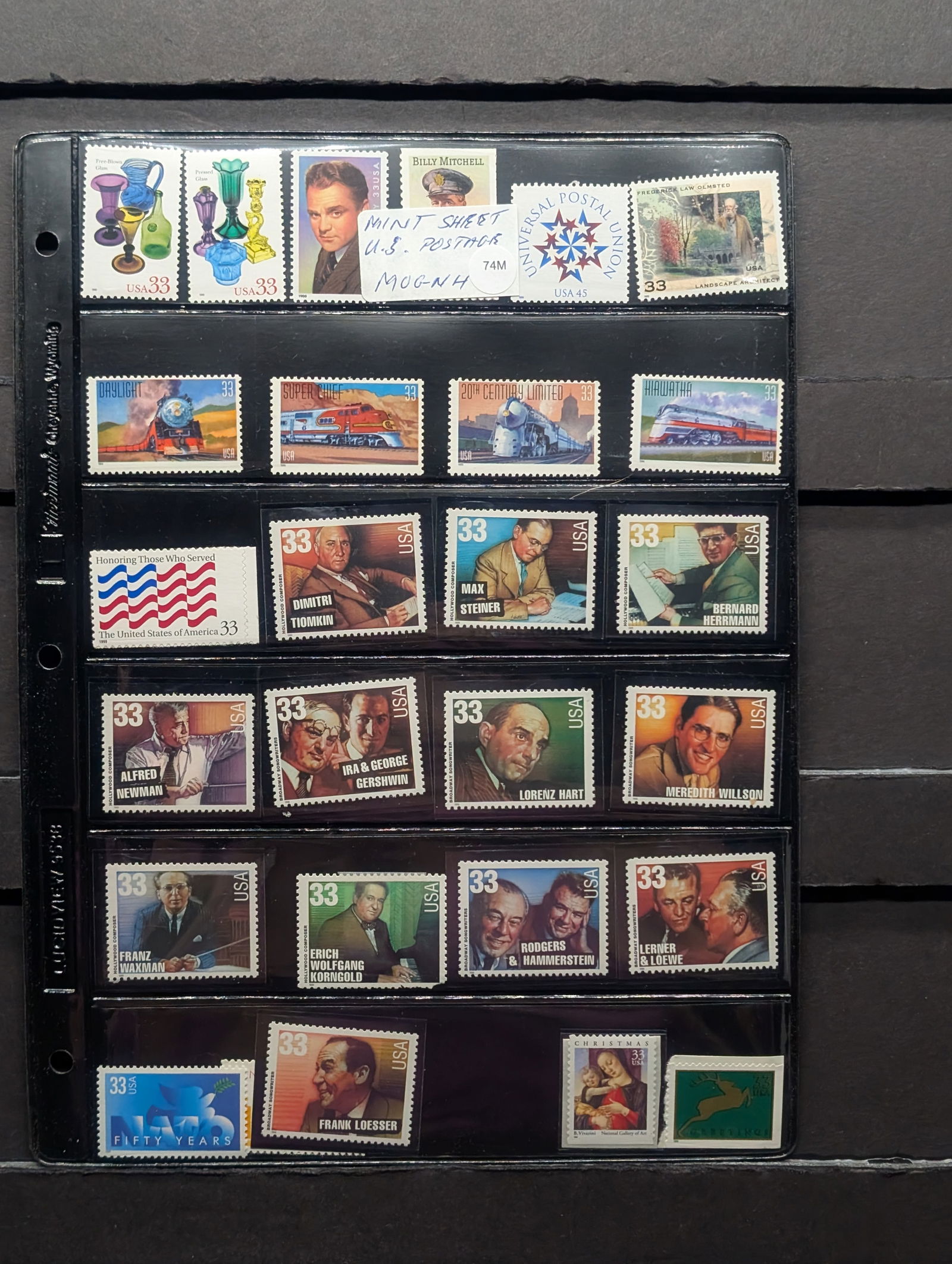 Sheet With 27 New U.S. Postage Stamps. All Mint Original Gum Never Hinged. (1 of 7)