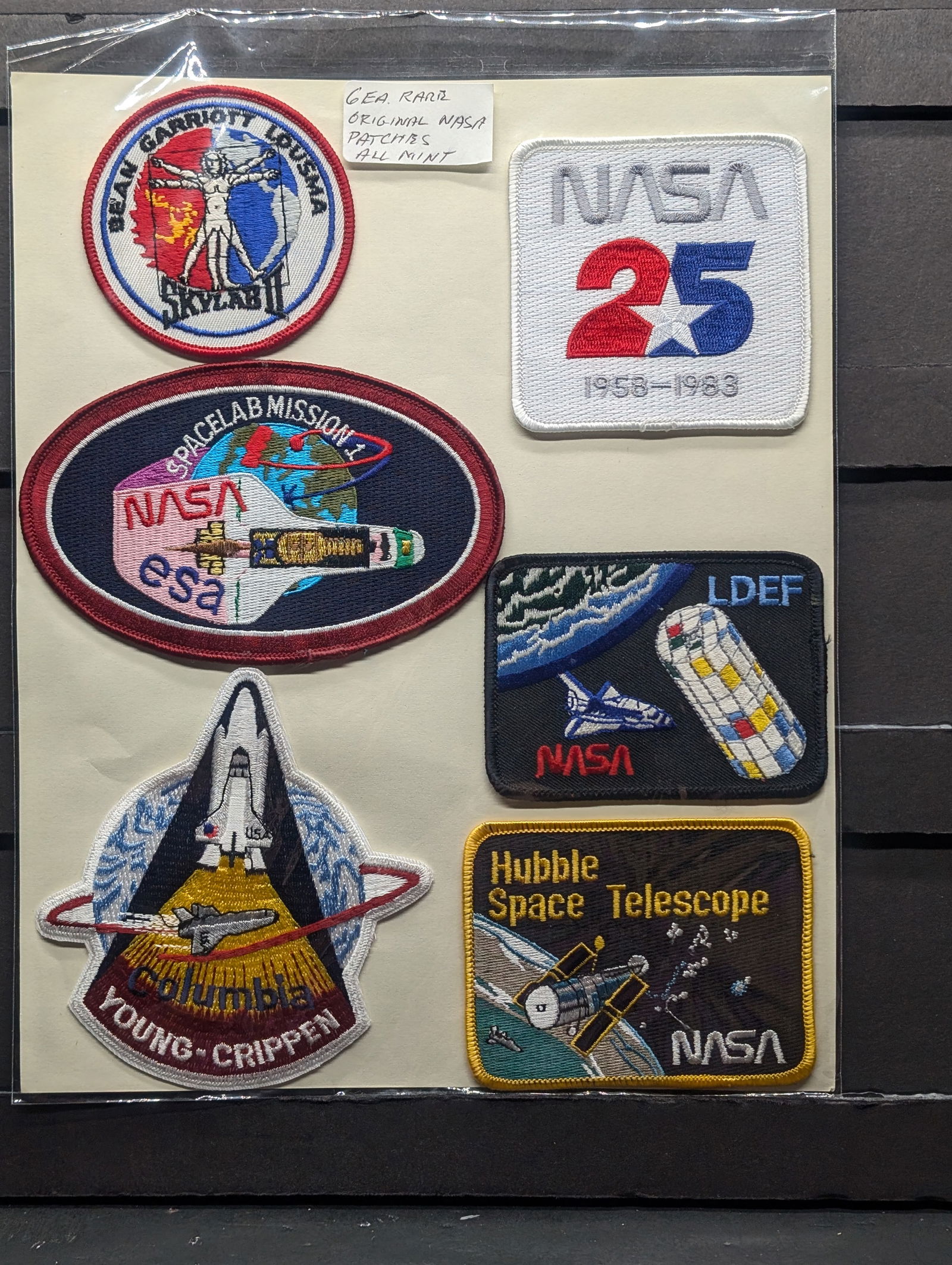 Sleeve Of Six Original NASA Crew Patches. All Mint. (1 of 5)