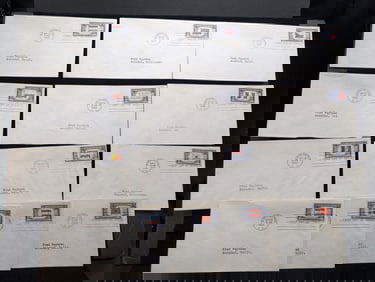 (13) Complete Set "WWII Overrun Country Flags" First Day Covers