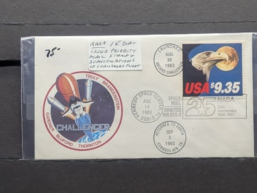 1983 First Day Cachet Priority Mail, 3 Cancellations Of Challenger Flight