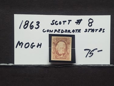 1863 Confederate States Stamp. Scott # 8. MOGH