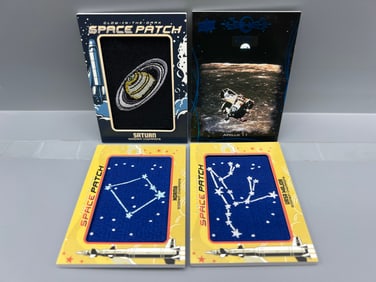 Lot of (4) Upper Deck Outer Space Commemorative Patch & Numbered Insert Cards