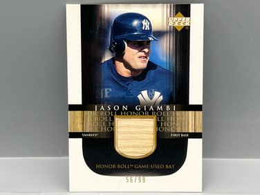 2002 Upper Deck Honor Roll Jason Giambi Game Used Bat Relic #56/99