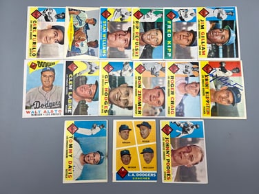 (Lot Of 15) 1960 Topps Dodgers W/ Hodges, Furillo, T. Davis (RC), Etc - Varying Conditions