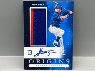 2021 Panini Chronicles Origins Andres Gimenez On Card Rookie Patch Auto #07/25