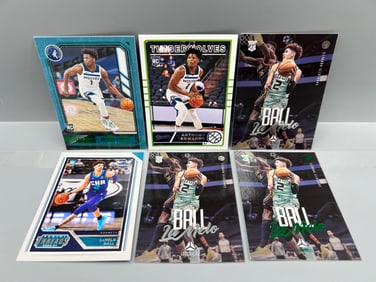 Lot of (6) 2020-21 Panini Chronicles Anthony Edwards & LaMelo Ball Rookie Cards W/ Parallel