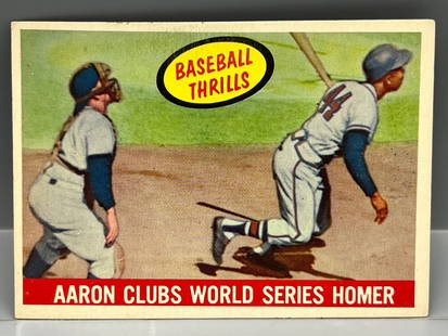 1959 Topps #467 Aaron Clubs World Series HR: 1959 Topps #467 Aaron Clubs World Series HR