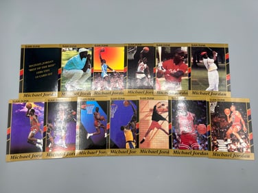 1990-91 Slam Dunk Michael Jordan Best of The Best Complete 12 Card Set W/ Cover Card