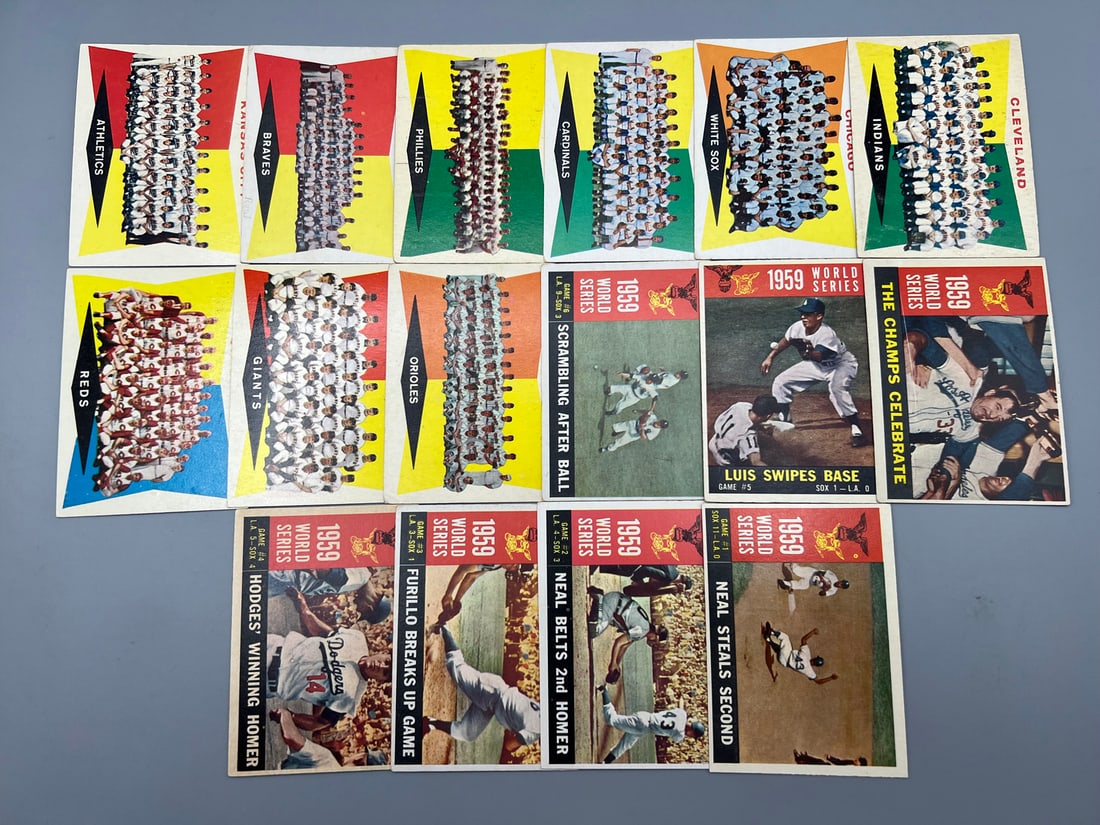 (Lot Of 16) 1960 Topps Team Cards + World Series Cards - Varying Conditions (1 of 2)
