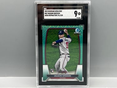 2023 Bowman Mega Box Vaughn Grissom Aqua Refractor RC #191/225 SGC Mint 9