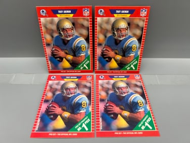 Lot of (4) 1989 Pro Set Troy Aikman RCs #490