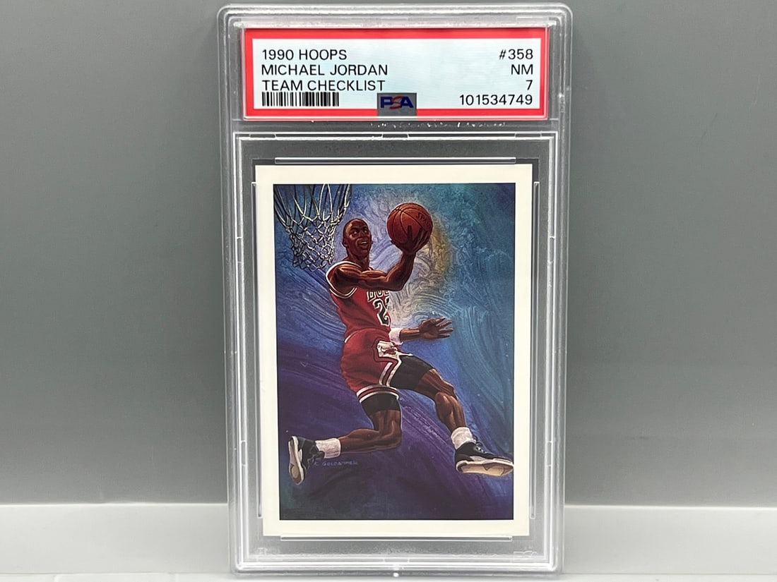 1990 Hoops Michael Jordan Team Checklist #358 PSA NM 7 (1 of 2)