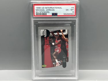 1998 Upper Deck International Michael Jordan Sticker #9 PSA EX-MT 6