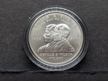 2003-P UNC Orville & Wilbur Wright - First Flight Commemorative Silver Dollar in Capsule