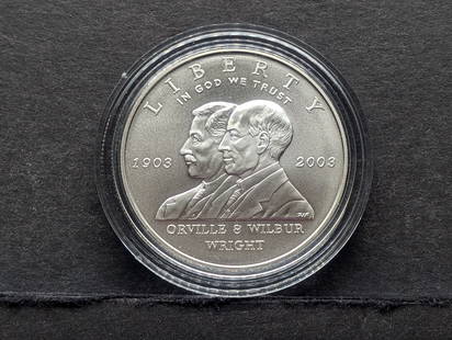 2003-P UNC Orville & Wilbur Wright - First Flight Commemorative Silver Dollar in Capsule: 2003-P UNC Orville & Wilbur Wright - First Flight Commemorative Silver Dollar in Capsule