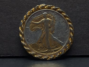 Gold *LAYERED* 1945 Walking Liberty Half Dollar in Bezel