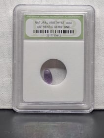 Authentic Gemstone!! Natural AAA Amethyst!! - Slabbed by International Numismatic Bureau