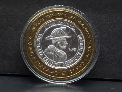 Limited Edition .999 FINE SILVER CENTER Plaza Hotel Casino $10 Gaming Token in Capsule: Limited Edition .999 FINE SILVER CENTER Plaza Hotel Casino $10 Gaming Token in Capsule