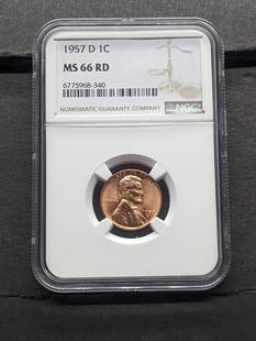 1957-D Lincoln Wheat Cent - NGC MS66 RD: 1957-D Lincoln Wheat Cent - NGC MS66 RD