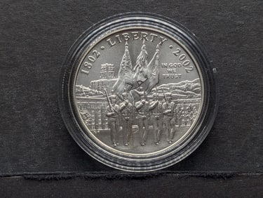 2002-W UNC West Point Bicentennial Commemorative Silver Dollar in Capsule