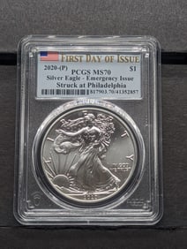 2020(P) American Silver Eagle - PCGS MS70 *First Day of Issue - Emergency Issue*