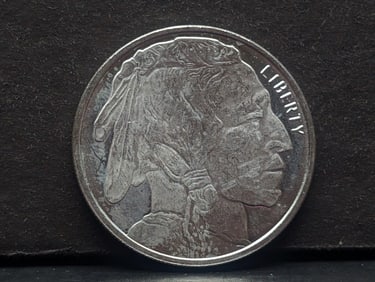 1/2 Oz. .999 FINE SILVER Indian Head Buffalo Nickel Designed Round