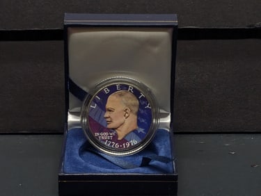 Colorized 1976 Eisenhower Bicentennial Dollar in Display Box