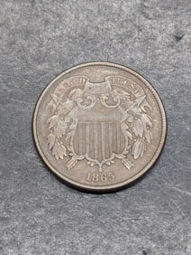 **VF+** 1865 Two Cent Piece