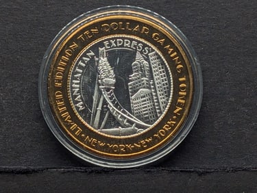 Limited Edition .999 FINE SILVER CENTER New York New York Casino $10 Gaming Token in Capsule