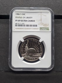 1986-S PROOF Statue of Liberty Half Dollar - NGC PF69 ULTRA CAMEO